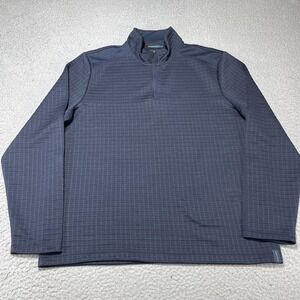 Perry Ellis‎ Pullover Mens XL Blue Geometric 1/4 Zip Mock Neck Sweater Fleece